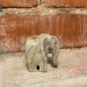 Tiny Marble Elephant Sculpture - Gray and Brown tones
